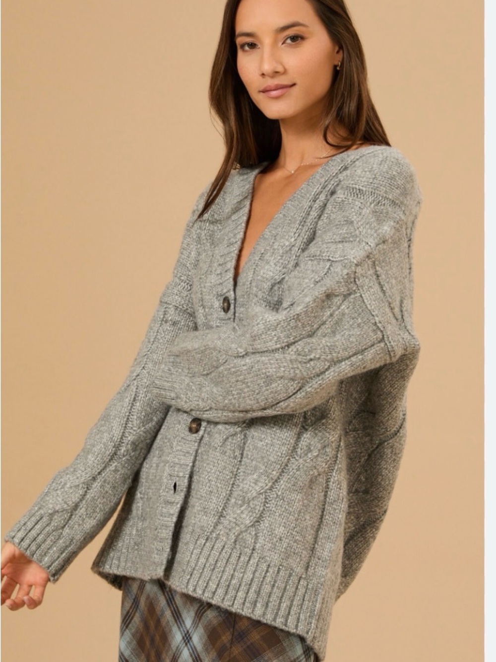 Altar’d State Devin Oversized Cardigan - Gray Size Small